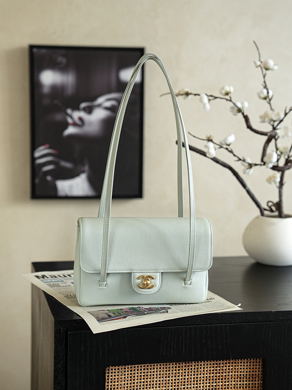 Chanel Small Flap Bag Grained Shiny Calfskin&Gold Tone Metal Light Green