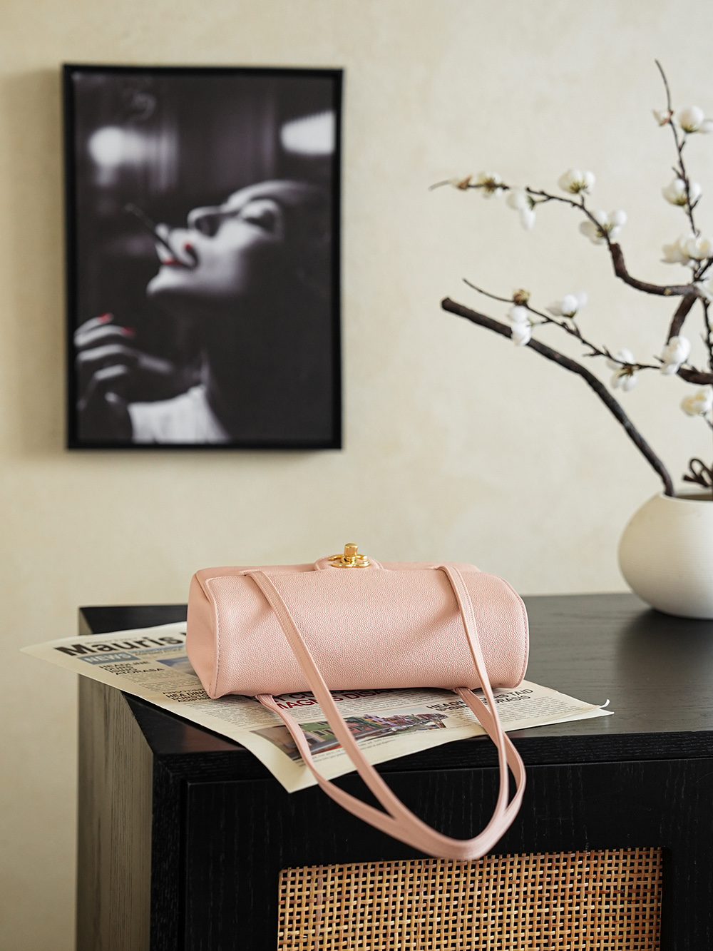 Chanel Small Flap Bag Grained Shiny Calfskin&Gold Tone Metal Light Pink