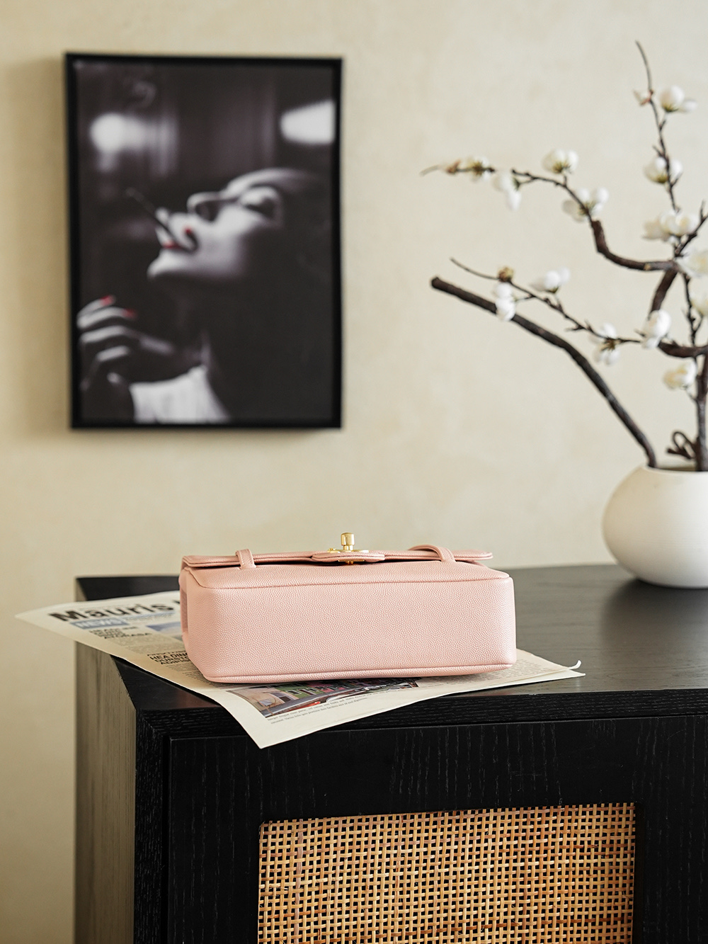 Chanel Small Flap Bag Grained Shiny Calfskin&Gold Tone Metal Light Pink