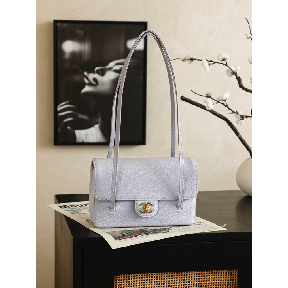 Chanel Small Flap Bag Grained Shiny Calfskin&Gold Tone Metal Light Purple