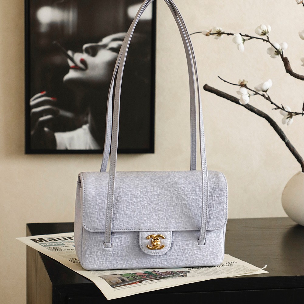 Chanel Small Flap Bag Grained Shiny Calfskin&Gold Tone Metal Light Purple