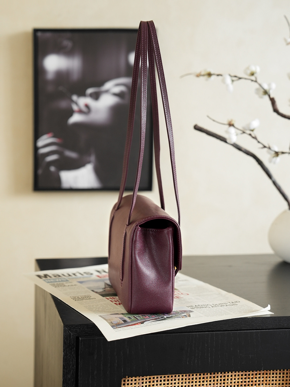 Chanel Small Flap Bag Grained Shiny Calfskin&Gold Tone Metal Burgundy