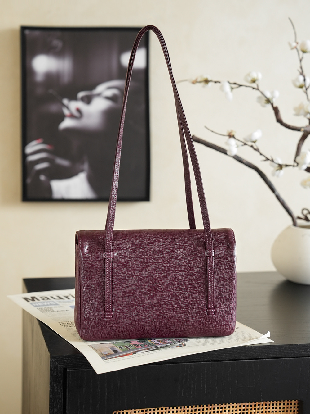 Chanel Small Flap Bag Grained Shiny Calfskin&Gold Tone Metal Burgundy