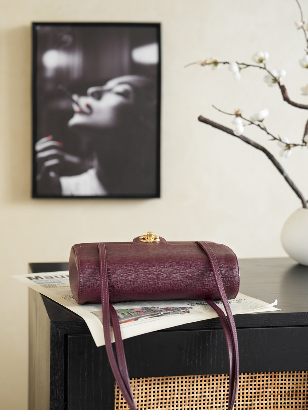 Chanel Small Flap Bag Grained Shiny Calfskin&Gold Tone Metal Burgundy