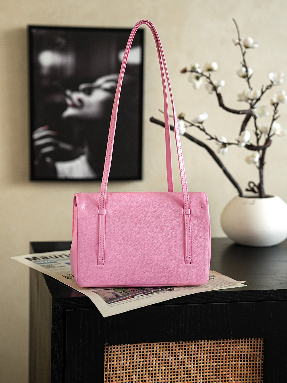 Chanel Small Flap Bag Grained Shiny Calfskin&Gold Tone Metal Rose Pink