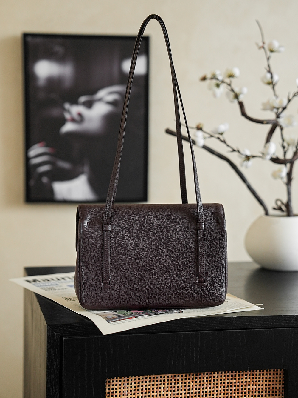 Chanel Small Flap Bag Grained Shiny Calfskin&Gold Tone Metal Brown