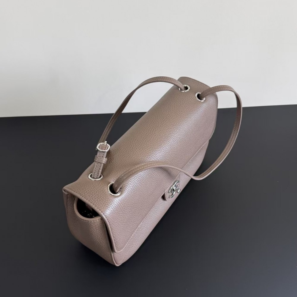 Chanel Maxi Flapbag Grained Calfskin&Silver Tone Metal Light Brown