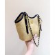 Chanel Maxi shopping bag, Braided raffia, calfskin & gold-tone Apricot