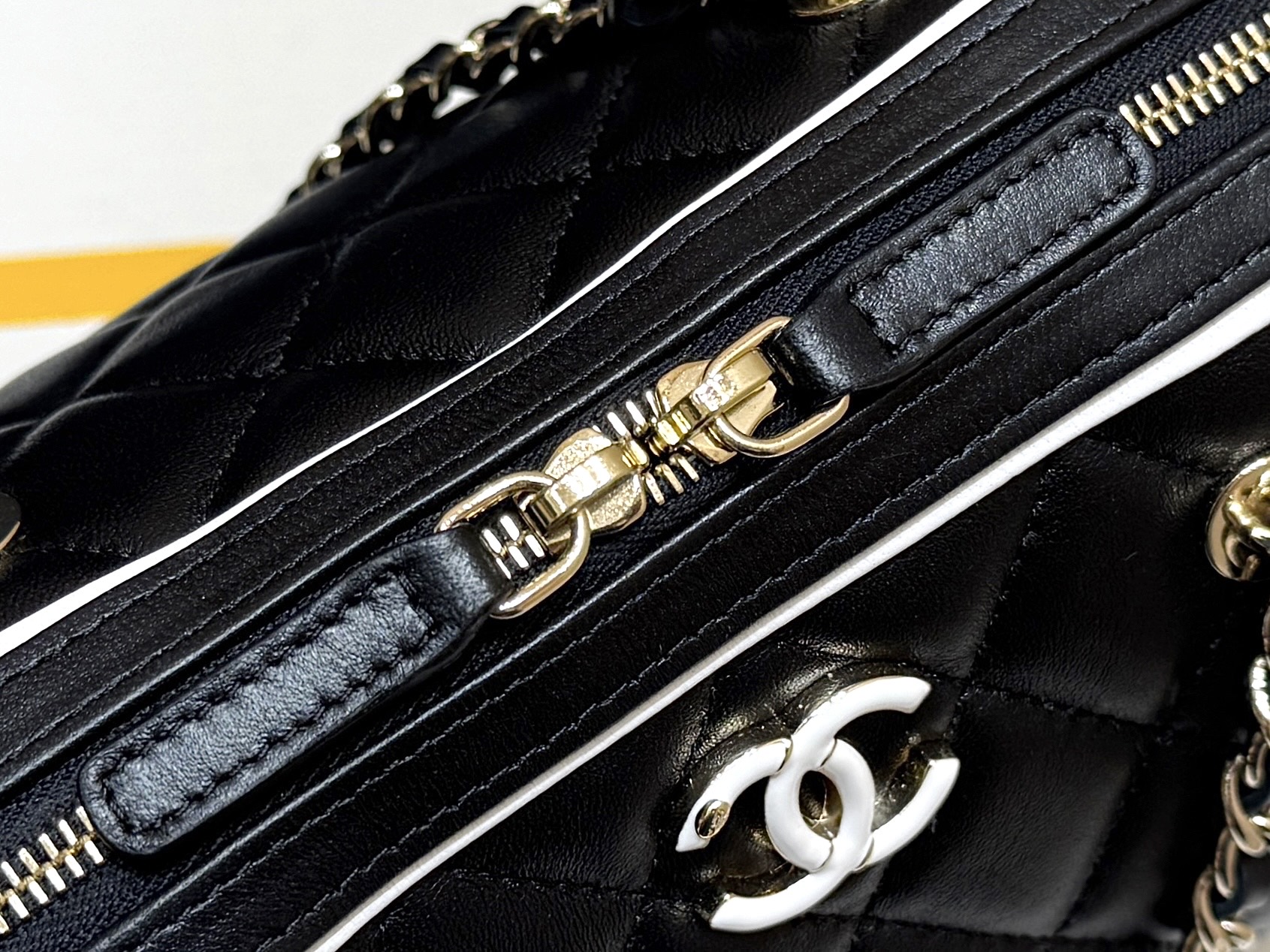 Chanel 25P Quilted Bowling Bag Lambskin Black