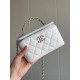 Chanel Long Vanity with Chain Grained Shiny Calfskin & Gold-Tone Metal White