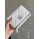Chanel Long Vanity with Chain Grained Shiny Calfskin & Gold-Tone Metal White