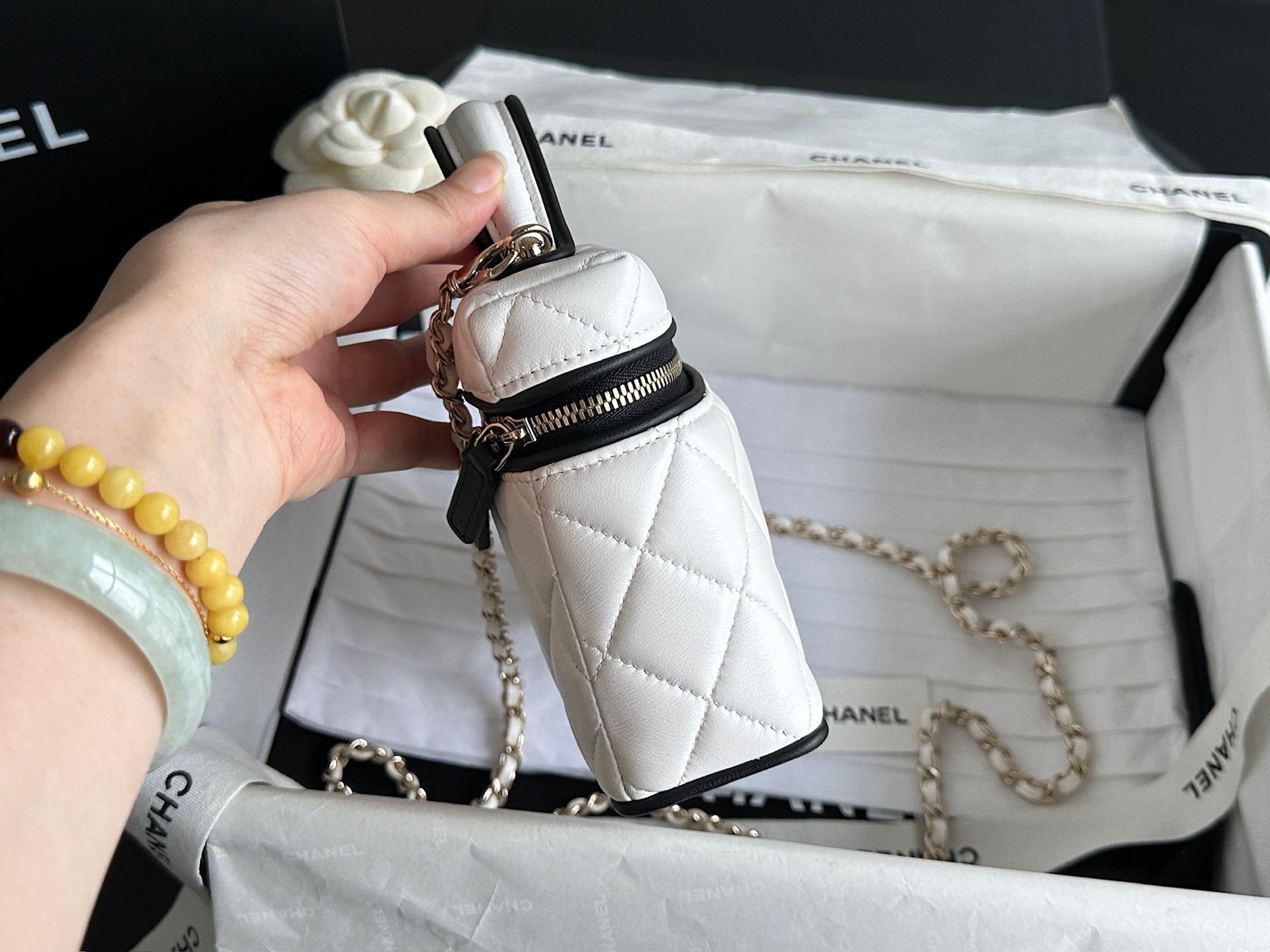Chanel 26ss Slim Vanity Panda Color blocked LP Box Bag