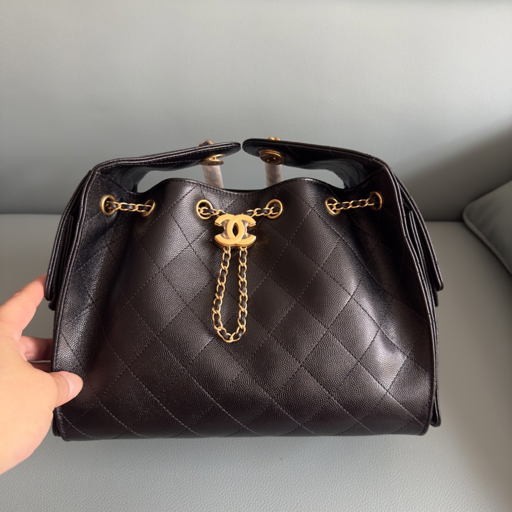 NEW Chanel 25S Small HoboBag Dark Brown Grained Calfskin