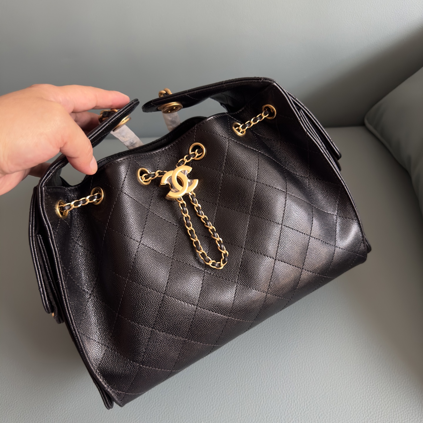 NEW Chanel 25S Small HoboBag Dark Brown Grained Calfskin