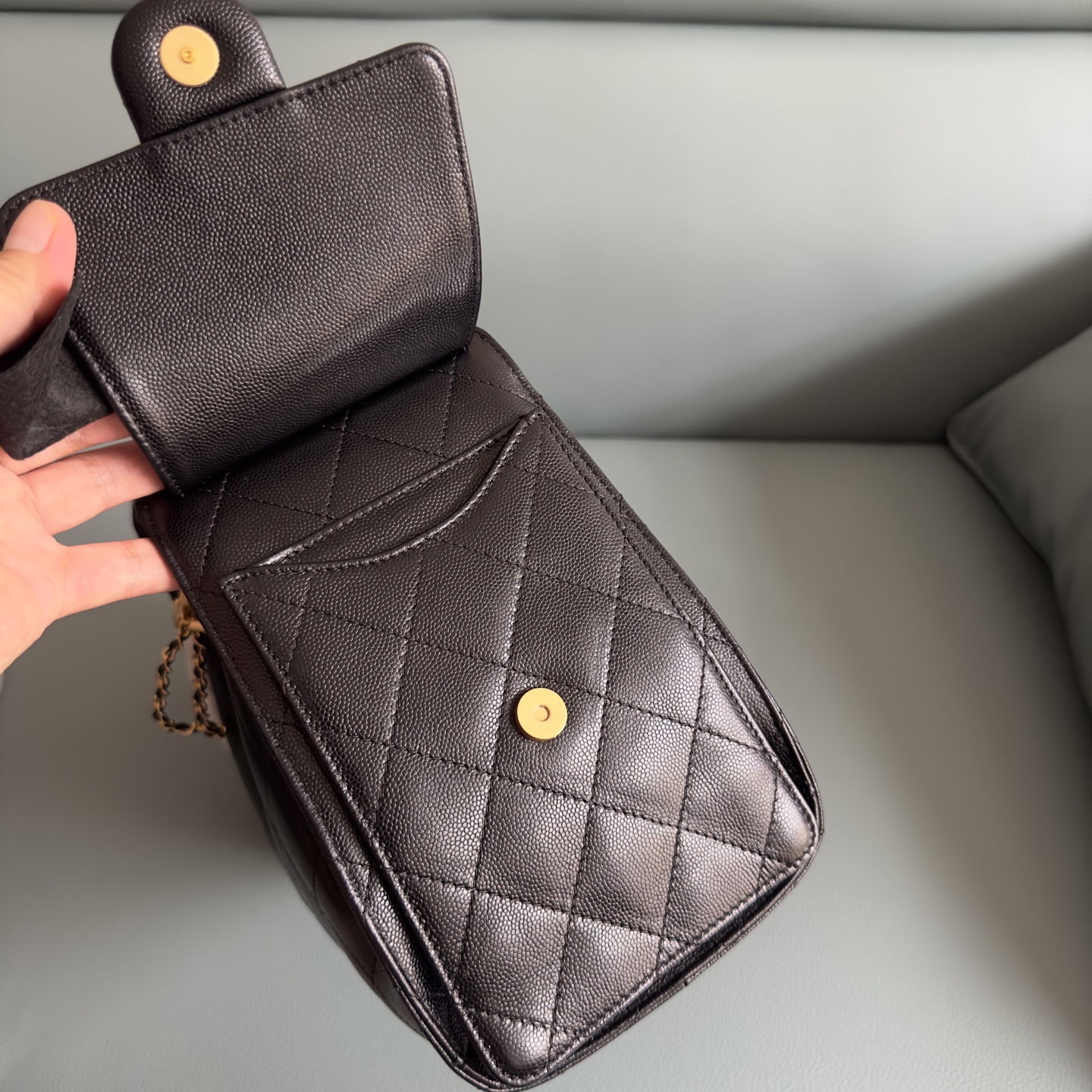 NEW Chanel 25S Small HoboBag Dark Brown Grained Calfskin