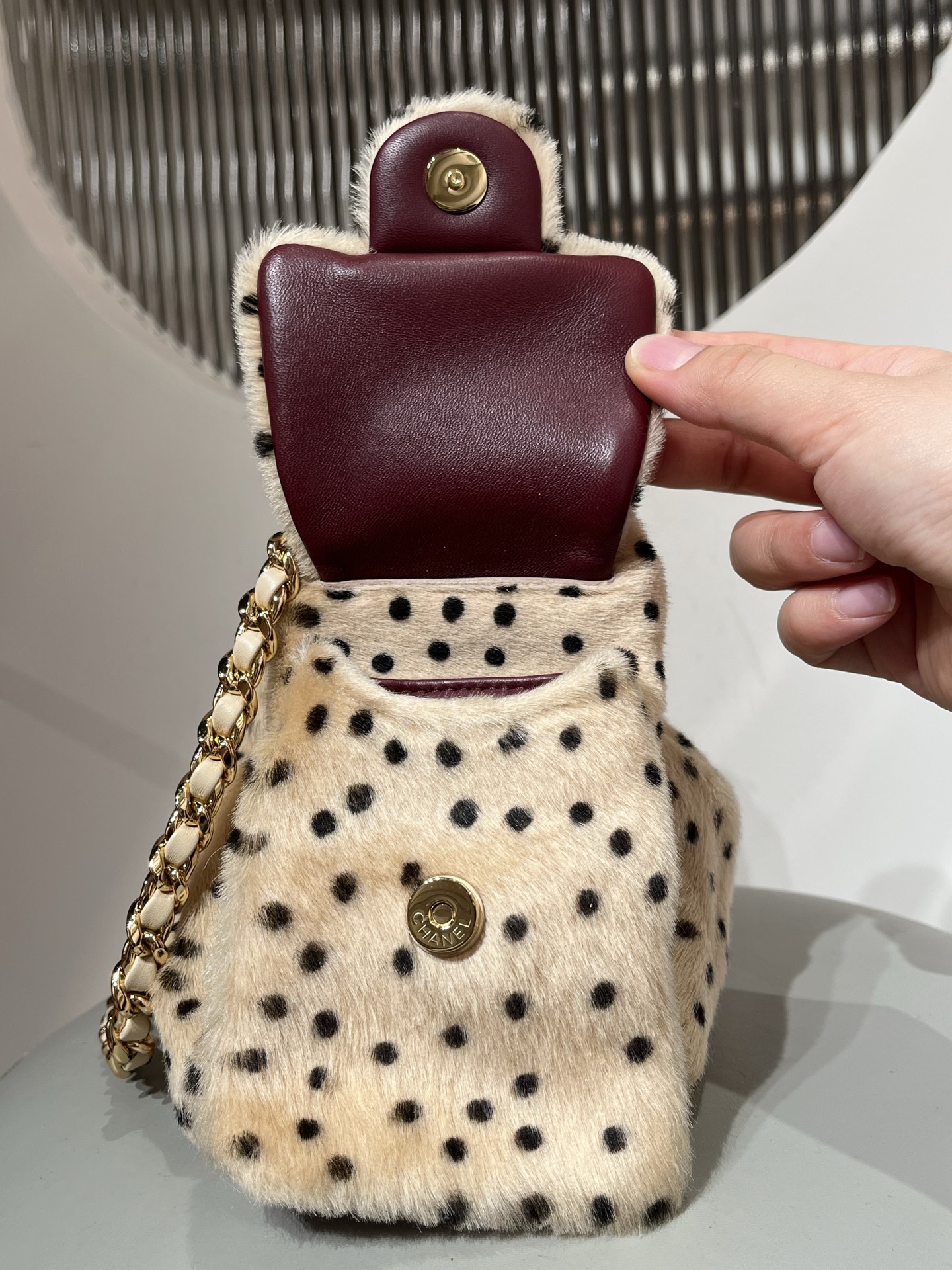 CHANEL 25 Mini Handbag Lambskin & Gold-Tone Metal  Light Beige & Black