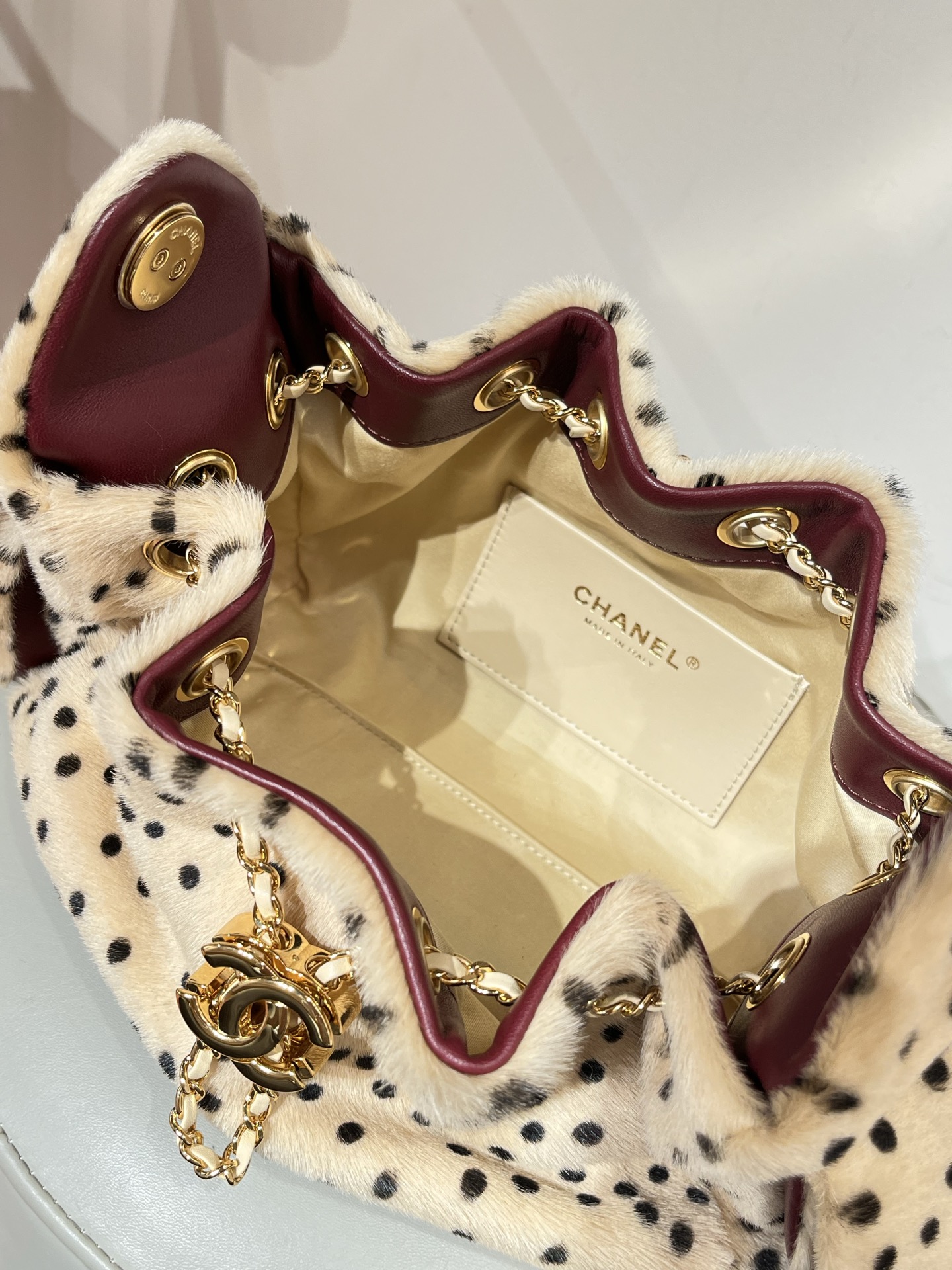 CHANEL 25 Mini Handbag Lambskin & Gold-Tone Metal  Light Beige & Black