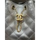 CHANEL 25 Mini Handbag Calfskin & Gold-Tone Metal Silver