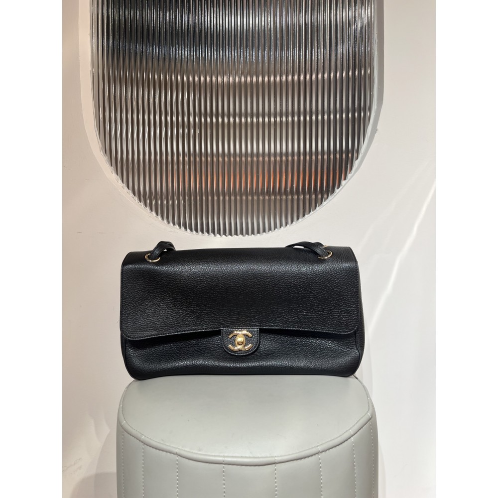 Chanel Maxi Flapbag Grained Calfskin&Gold Tone Metal Black