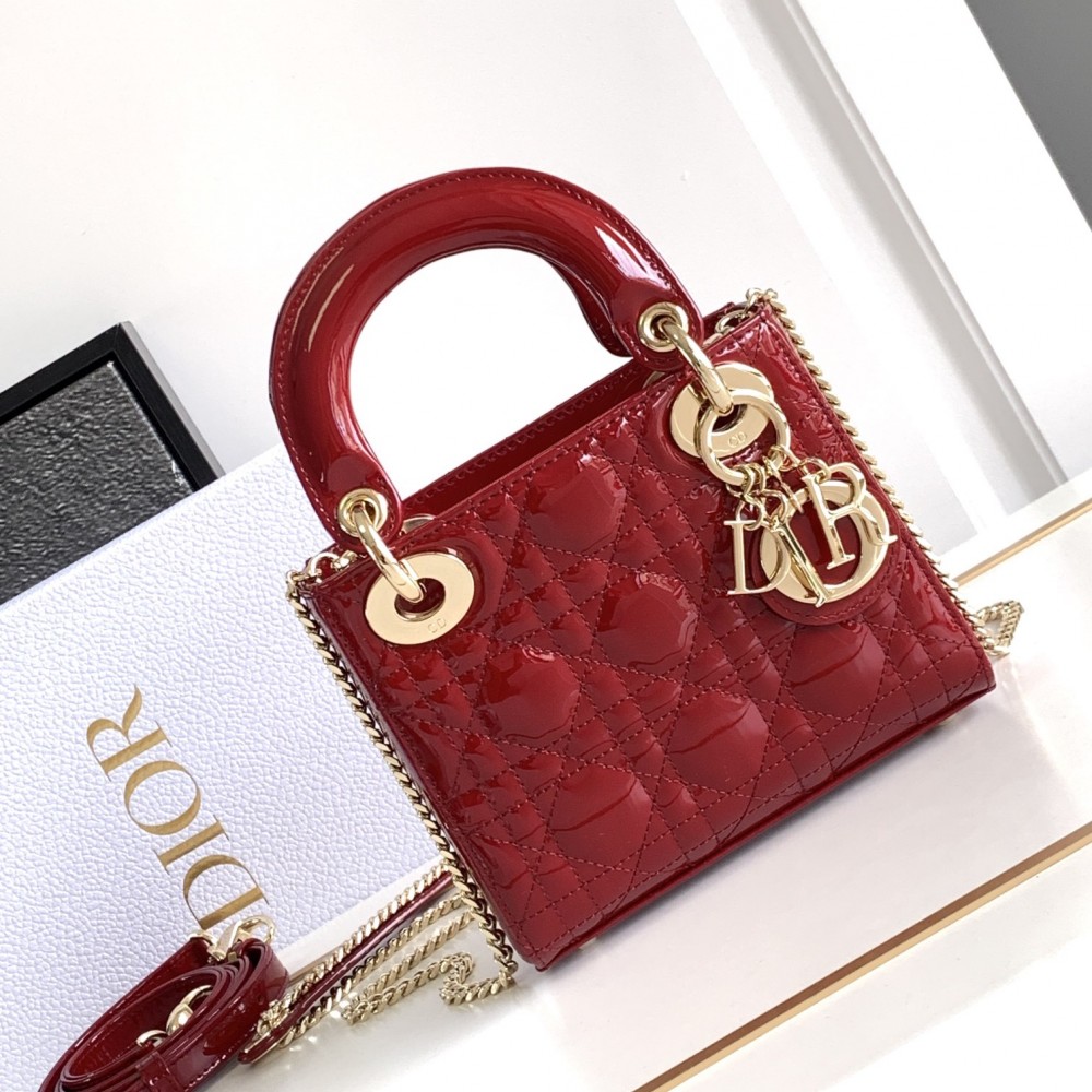 CHRISTIAN DIOR Mini Lady  Bag Red