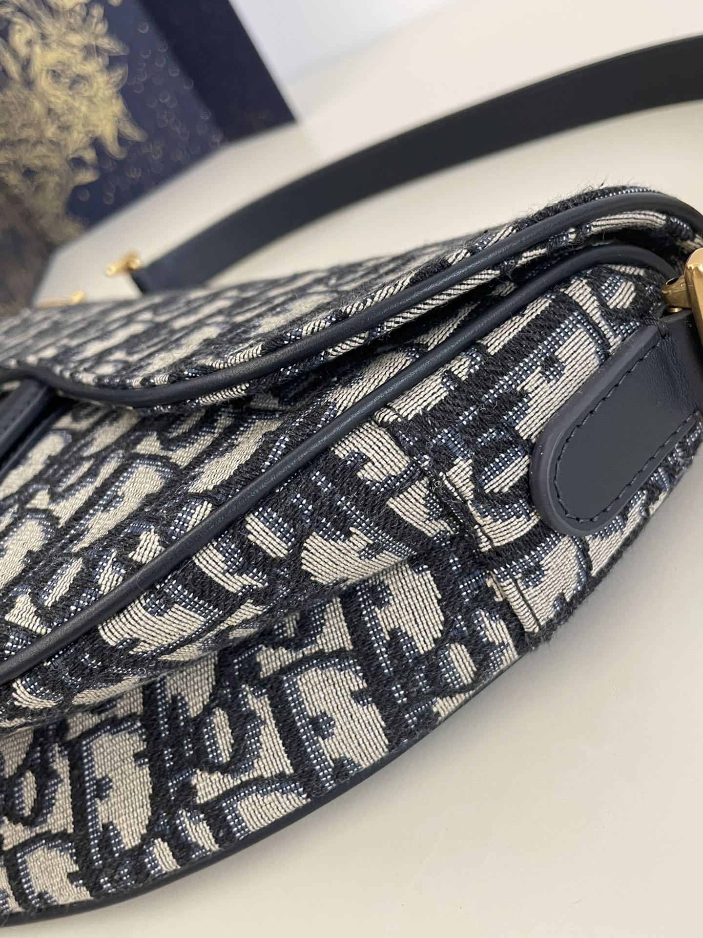 Saddle Bag with Strap Blue Dior Oblique Jacquard Saddle Bag with Strap Blue Dior Oblique Jacquard