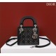CHRISTIAN DIOR Satin Crystal Cannage Mini Lady Dior Black CHRISTIAN DIOR Satin Crystal Cannage Mini Lady Dior Black