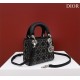 CHRISTIAN DIOR Satin Crystal Cannage Mini Lady Dior Black CHRISTIAN DIOR Satin Crystal Cannage Mini Lady Dior Black