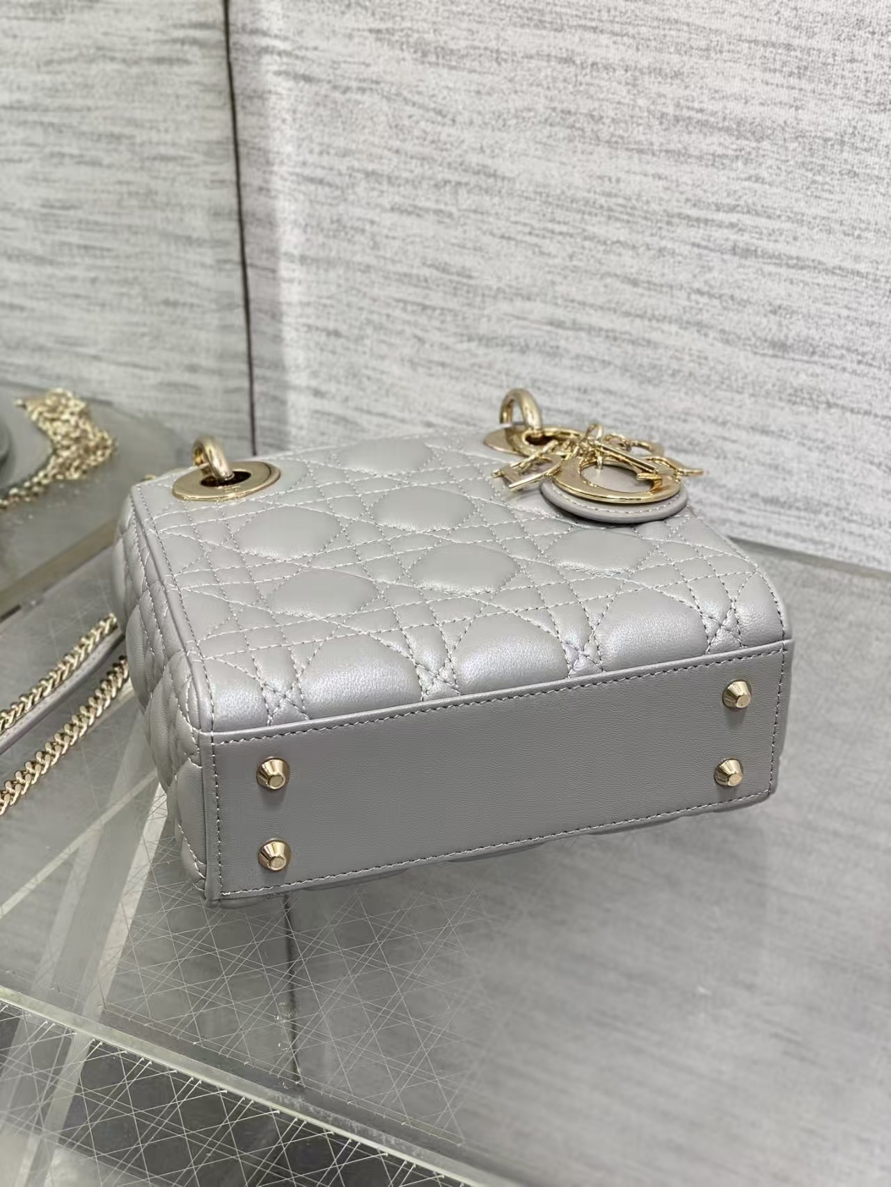 Mini Lady Dior Grey Lambskin Bag