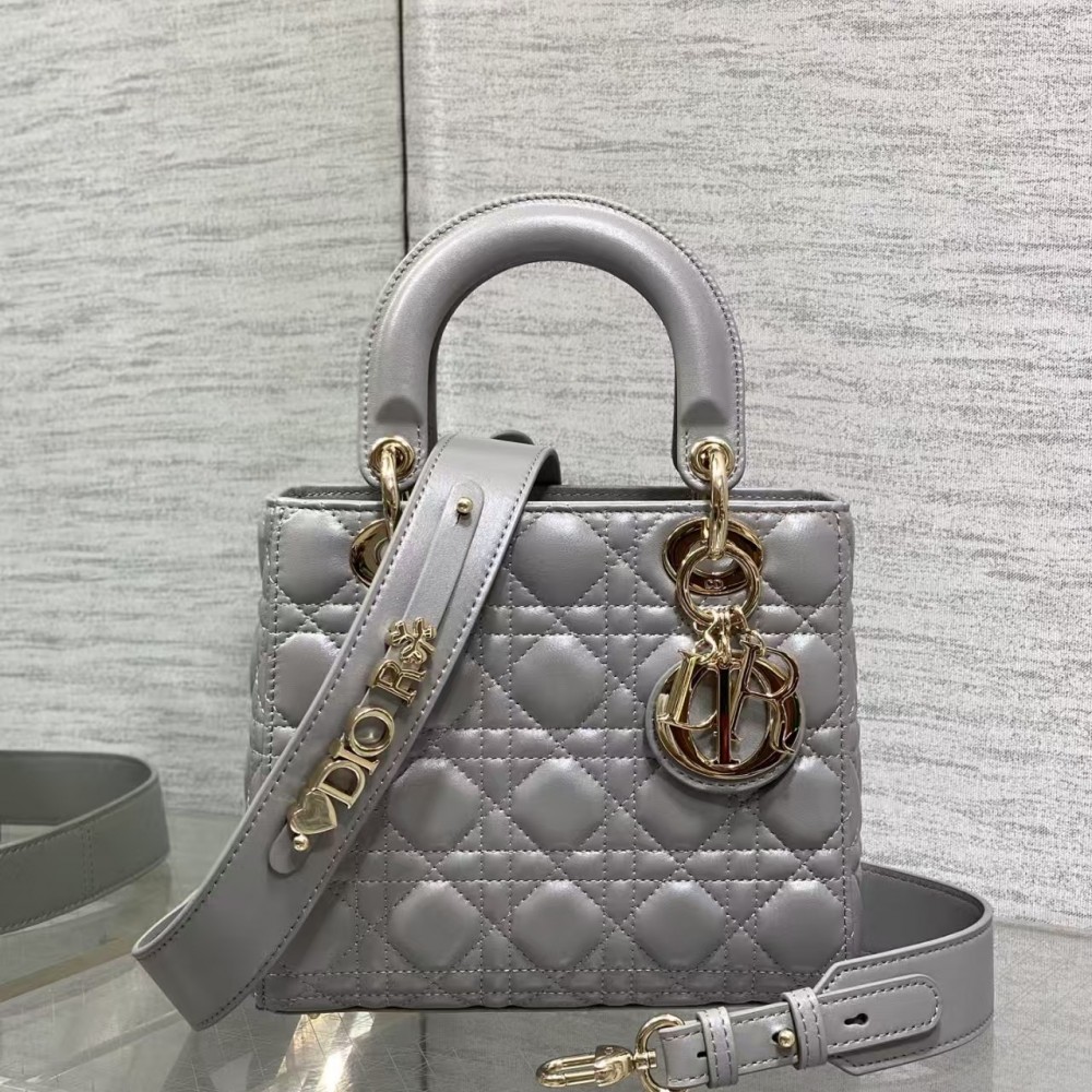 Dior Lady Dior Grey Lambskin 20cm
