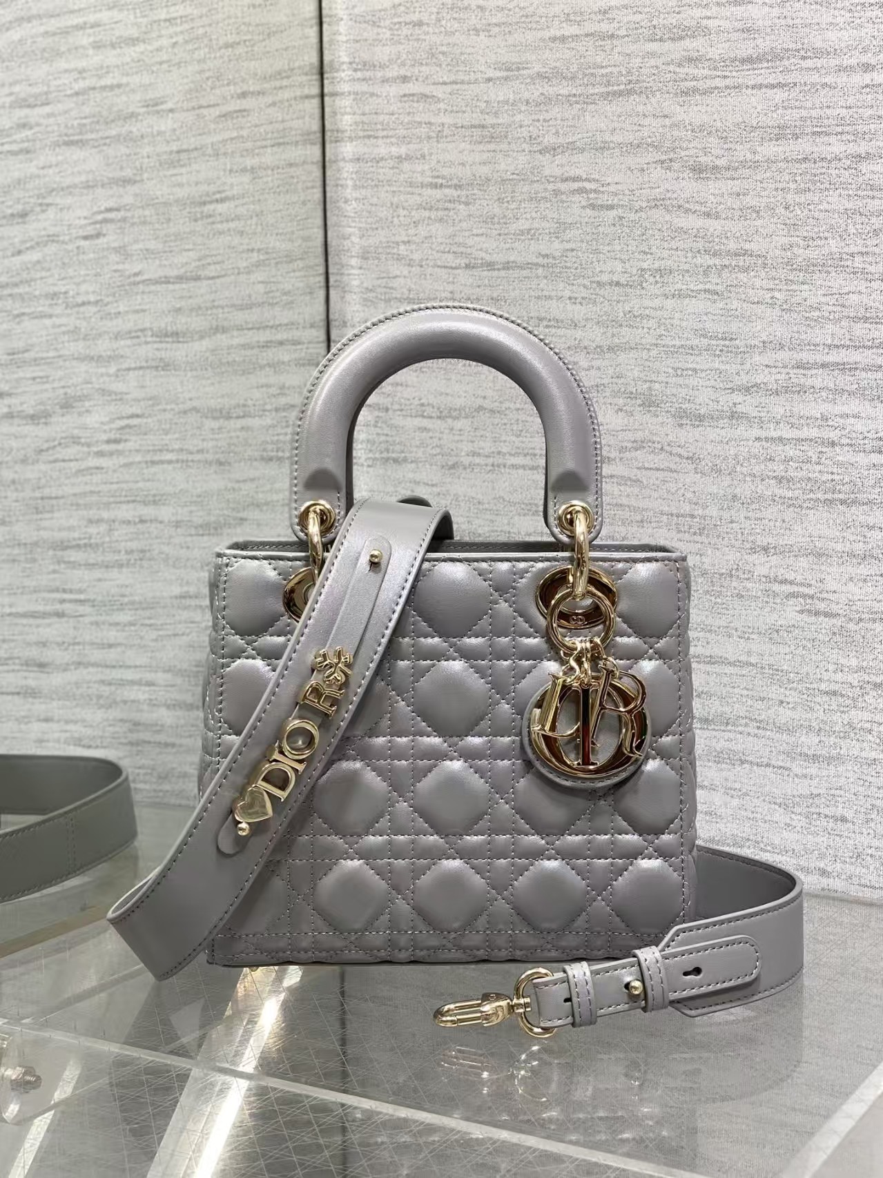 Dior Lady Dior Grey Lambskin 20cm