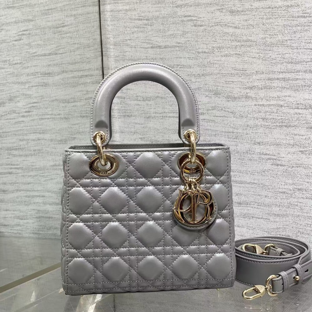 Dior Lady Dior Grey Lambskin 20cm