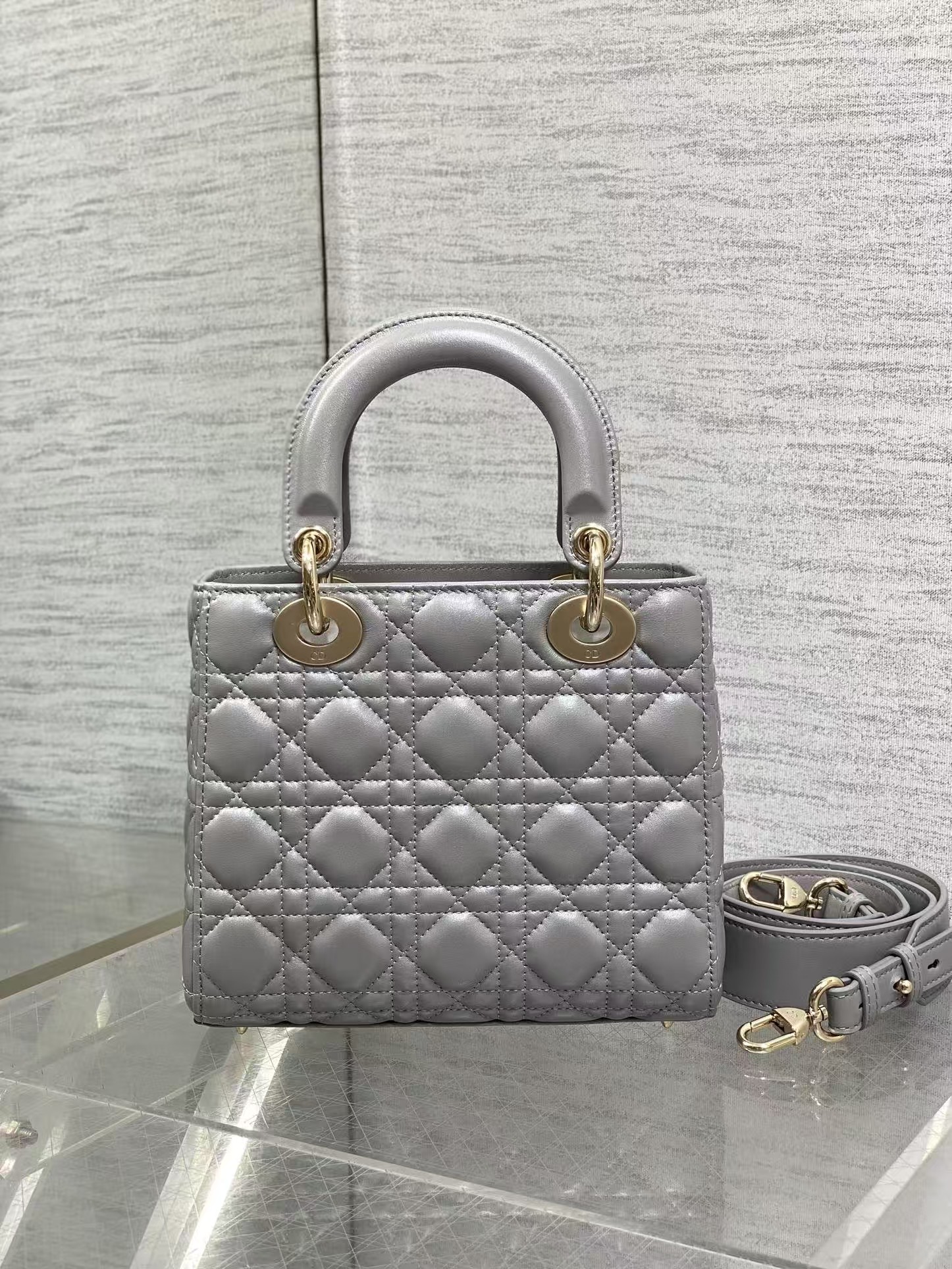Dior Lady Dior Grey Lambskin 20cm