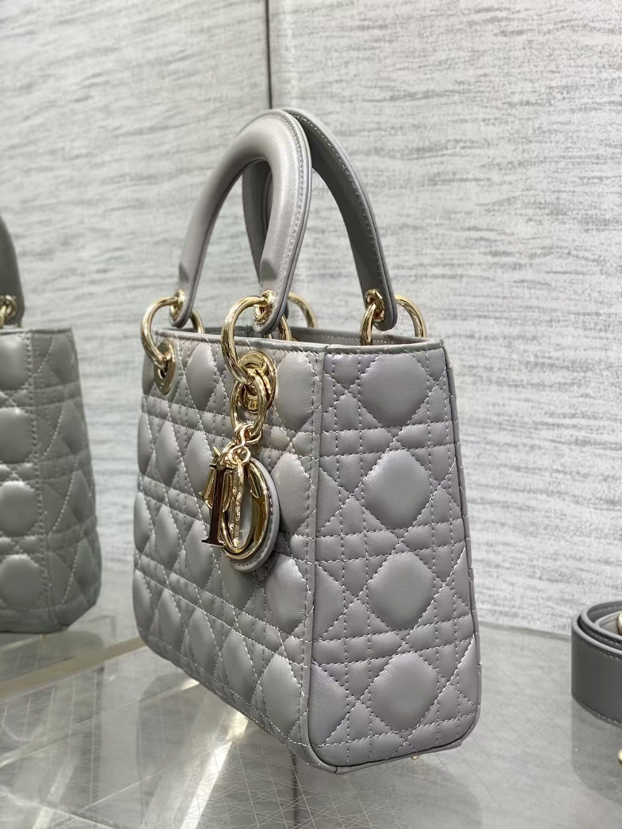 Dior Lady Dior Grey Lambskin 20cm