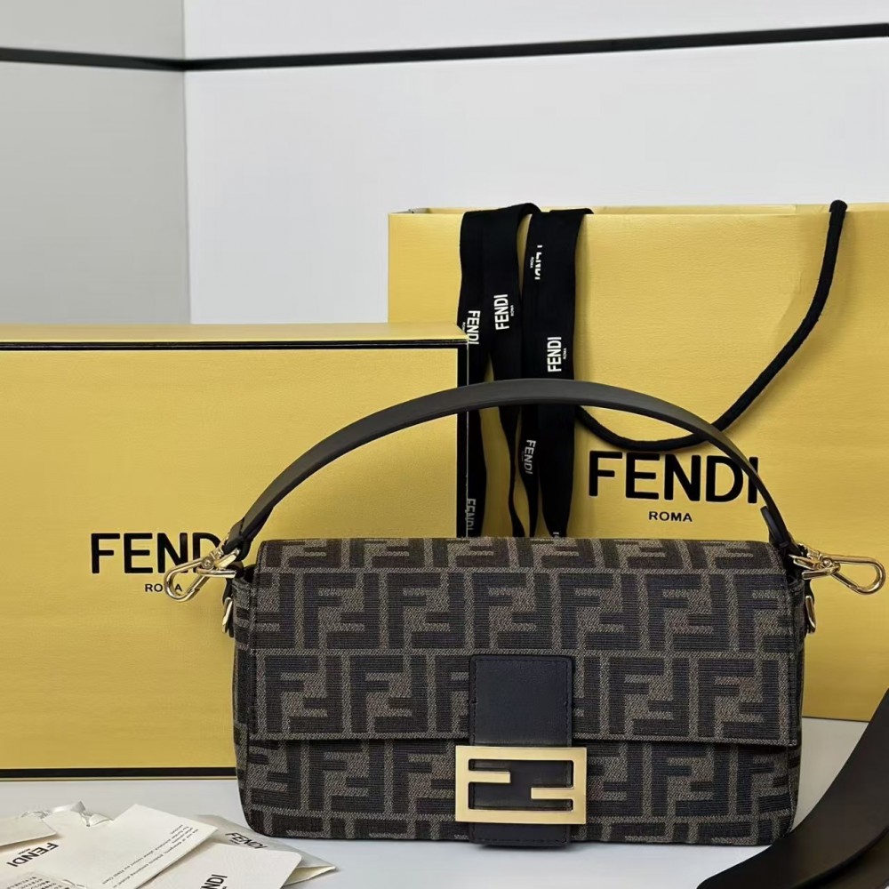 Fendi Brown FF Zucca Medium Two Way Baguette Bag