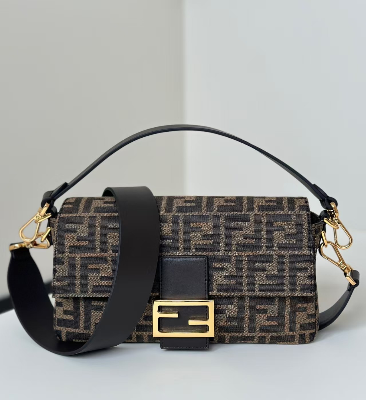 Fendi Brown FF Zucca Medium Two Way Baguette Bag Fendi Brown FF Zucca Medium Two Way Baguette Bag