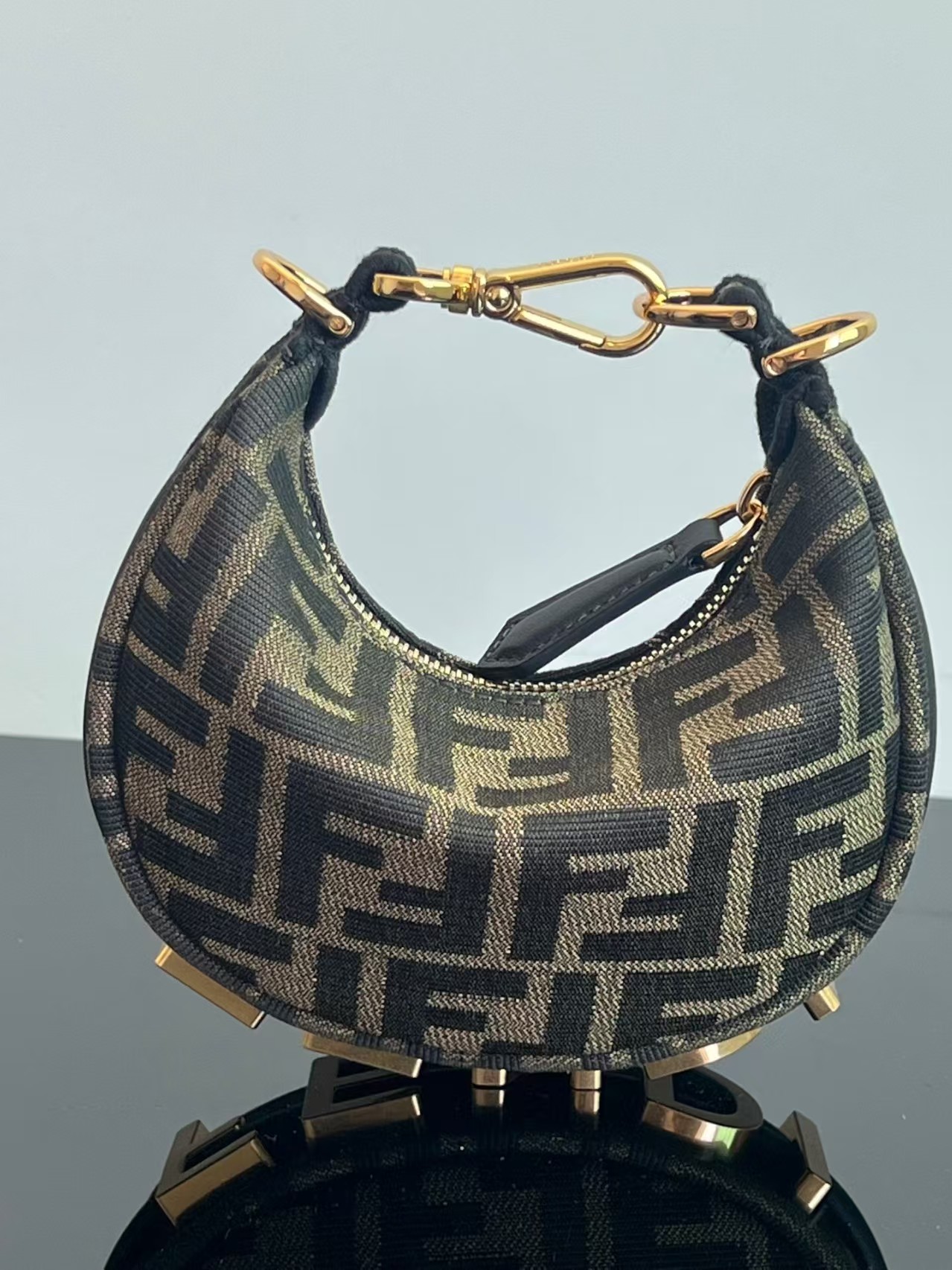 Fendigraphy Mini Brown FF jacquard fabric mini bag