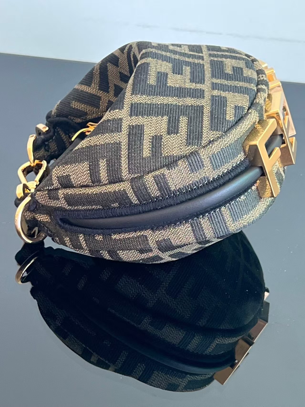 Fendigraphy Mini Brown FF jacquard fabric mini bag