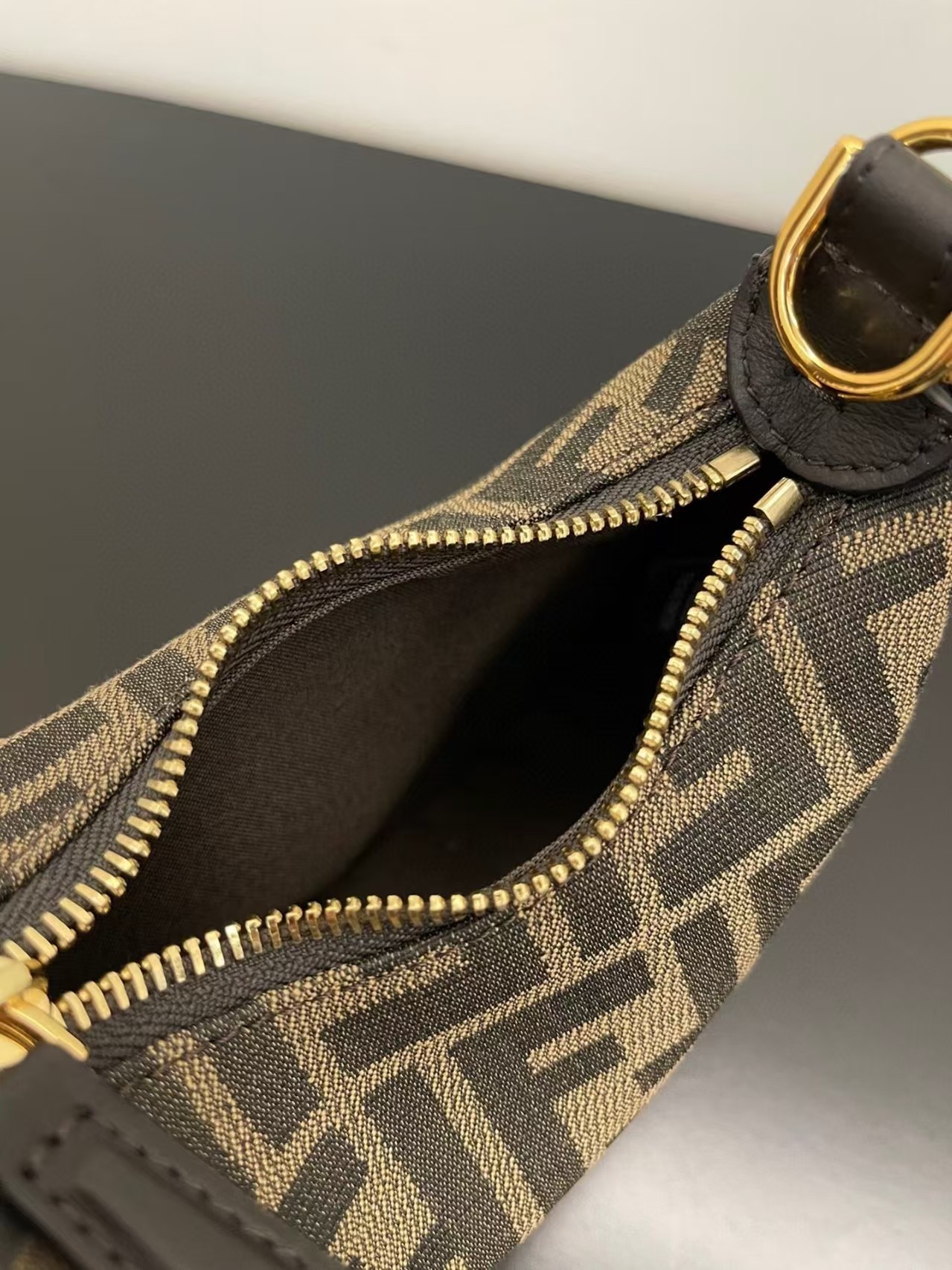 Fendigraphy Mini Brown FF jacquard fabric mini bag