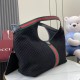 Gucci Giglio large tote bag indark blue GG suede