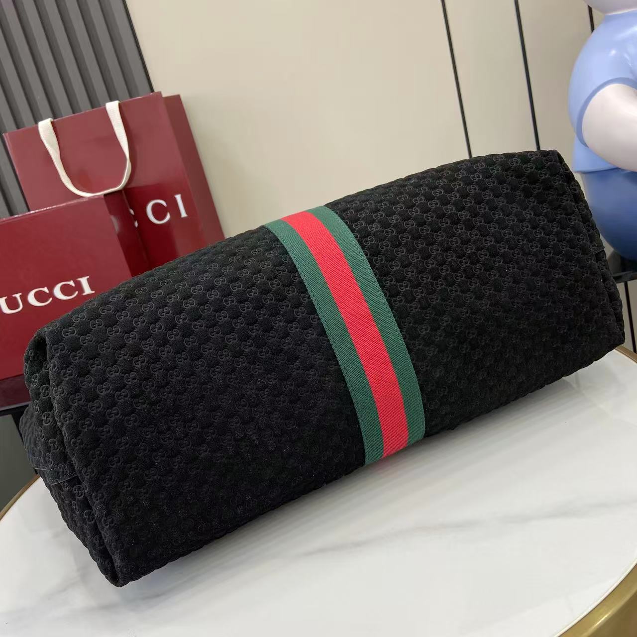 Gucci Giglio large tote bag indark blue GG suede