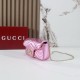 GUCCI Marmont small shoulder bag in bright pink lame leather