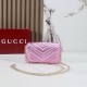 GUCCI Marmont small shoulder bag in bright pink lame leather