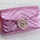 GUCCI Marmont small shoulder bag in bright pink lame leather