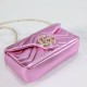 GUCCI Marmont small shoulder bag in bright pink lame leather
