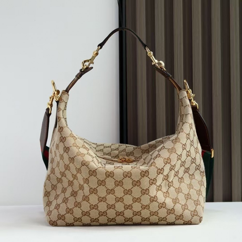 Gucci Brera medium crossbody bag Variation sand and brown GG canvas