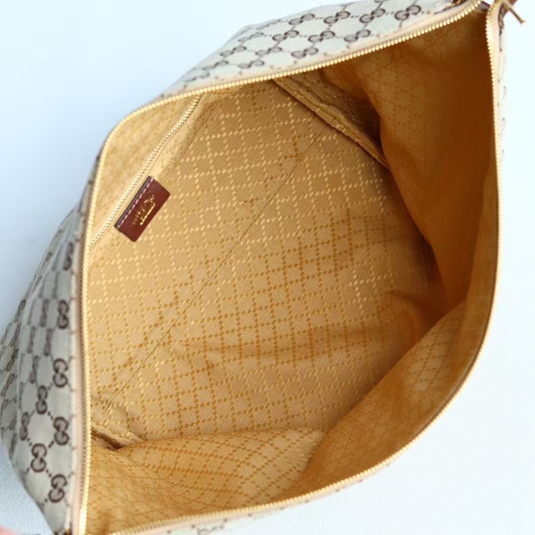 Gucci Brera medium crossbody bag Variation sand and brown GG canvas