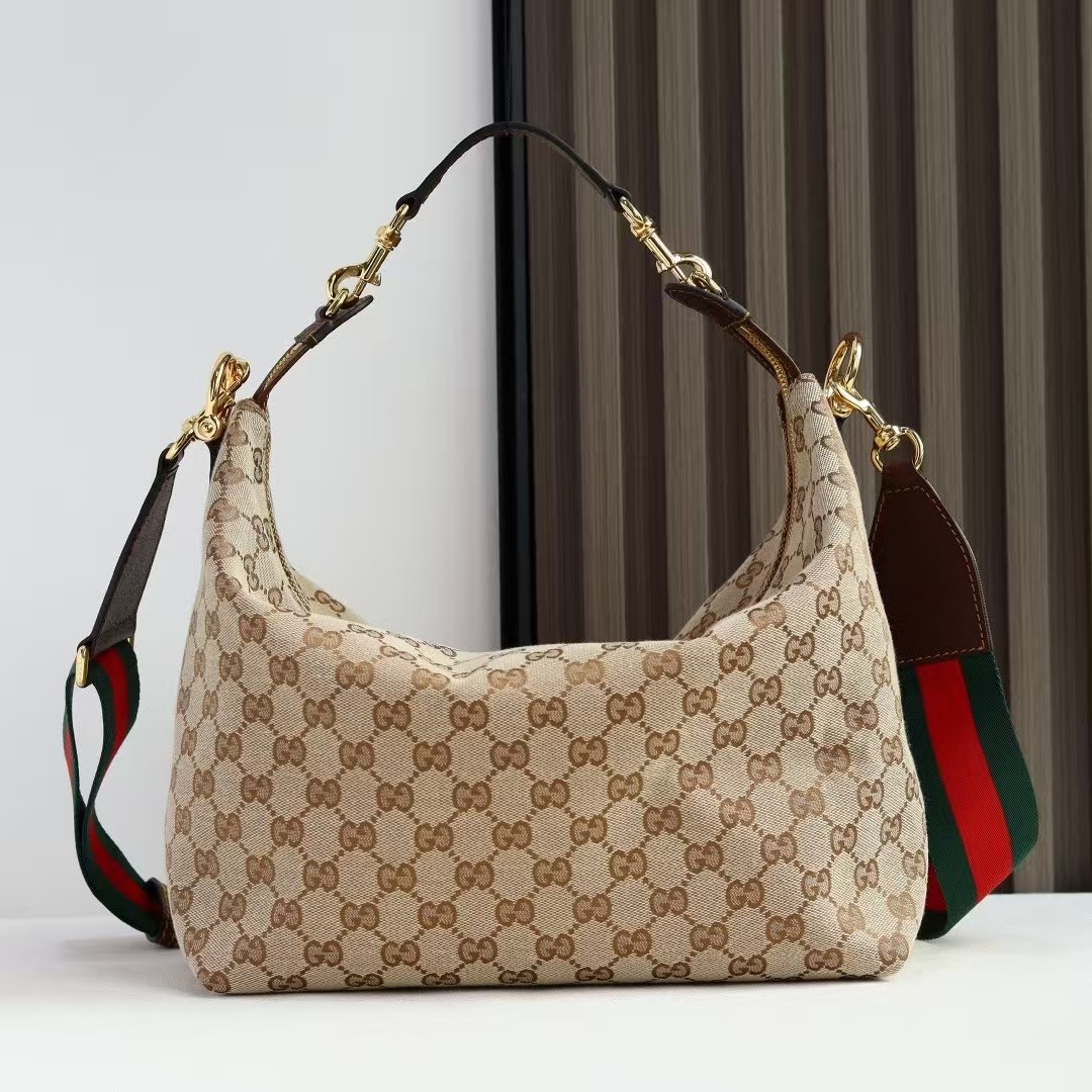 Gucci Brera medium crossbody bag Variation sand and brown GG canvas