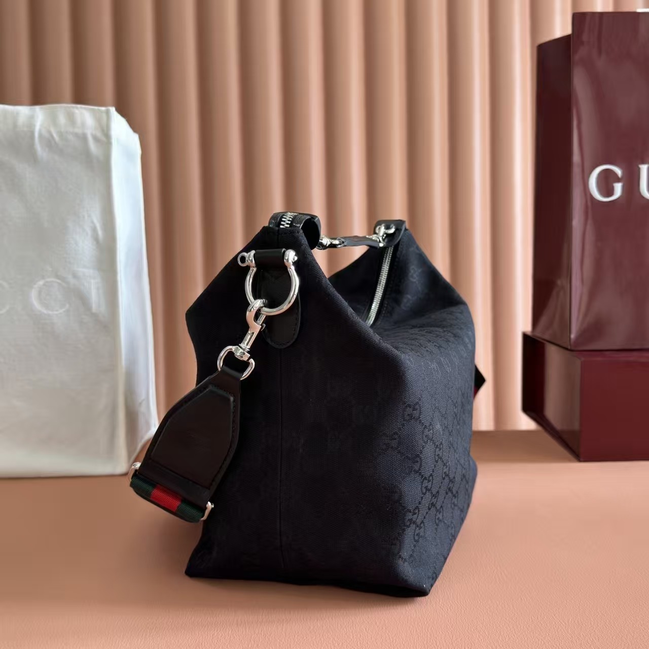 Gucci Brera medium crossbody bag Variation Black GG canvas