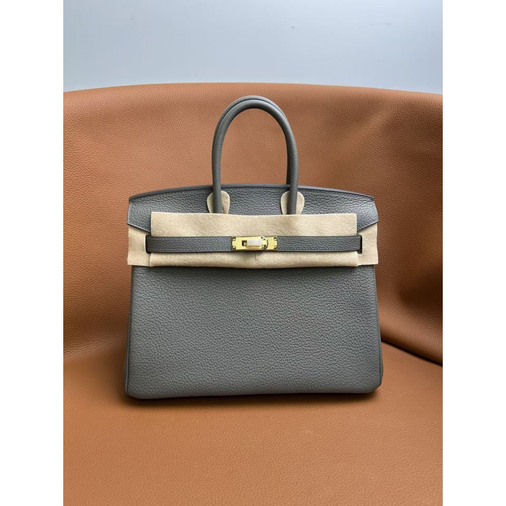 Hermès Birkin 25 Chai Togo Gold Hardware Pewter Gray