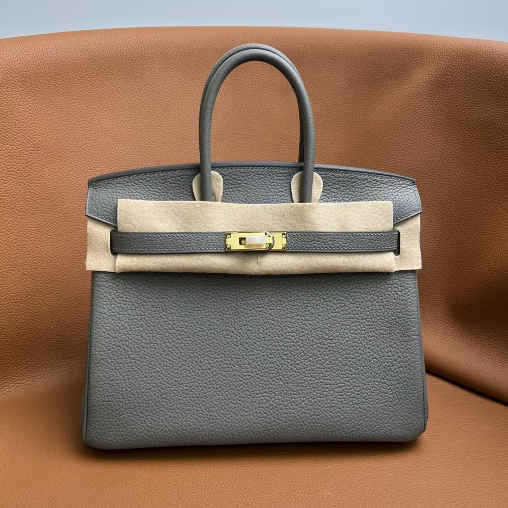 Hermès Birkin 25 Chai Togo Gold Hardware Pewter Gray
